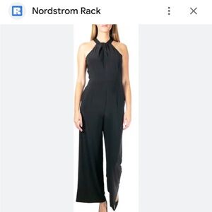 Nina Leonard Black High Crossed Neck Jumpsuit
